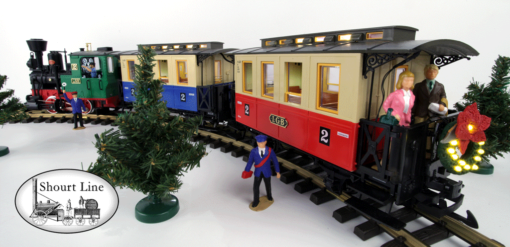 G Scale LGB 20301 Christmas Passenger Starter Set + SL 18 LED Lighting + 12 LED Animated Holiday Wreath + LED Ctrl Dimmer w Anti flicker Buffer