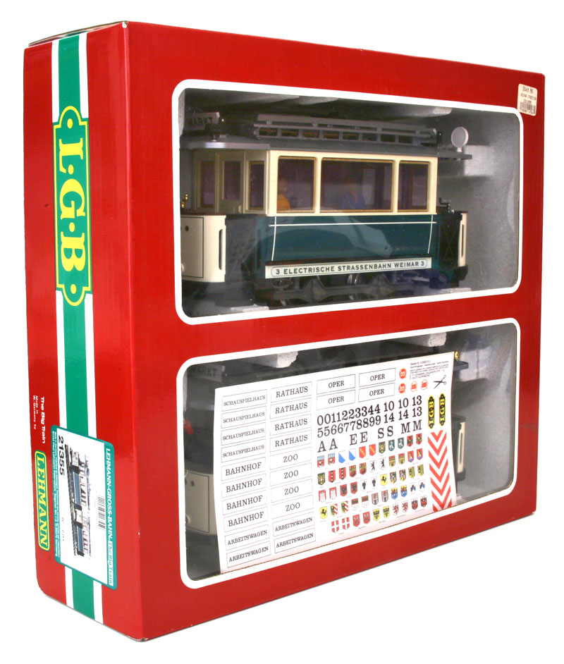LGB 21355 Trolley Set Electrische Strassenbahn Weimar box front and label side