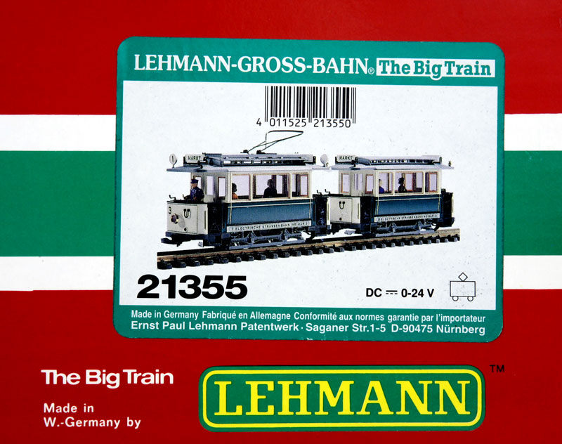 LGB 21355 Trolley Set Electrische Strassenbahn Weimar box label